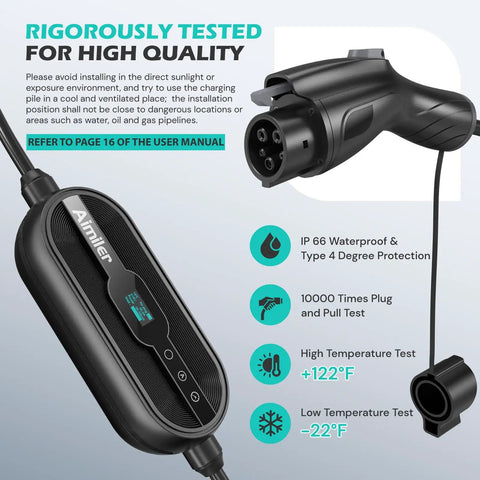 Level 2 EV Charger With WiFi App For Real Time Monitoring 32A 25Ft Cable ETL Certified 220 240V NEMA 14 50P Portable EVSE