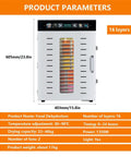 Big Batch Electric Food Dehydrator With 16 Trays Sick Beef Jerky Dryer For Fruits Veggies Herbs And Meats 1350 Watt digital screen view.