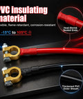 Heavy Duty 2AWG Battery Power Cables Set With Pure Copper Lugs And Connector Clamps For 12V 24V Cars Trucks Boats RV, PVC insulated ends.