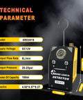 EVAP Smoke Tester With Built-In Air Pump And Pressure Gauge featuring technical specifications and dimensions