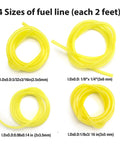 Four yellow fuel lines of varying diameters for AC04122 Fuel Line Kit With Filter And Primer Bulb Replacement For Zama Poulan Craftsman Husqvarna