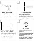 Installation guide for Sweet Looking Pebble Wall Hook Built From Top Shelf 304 Stainless Steel with anchor and drill instructions.