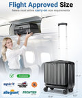 Compact 16 Inch Carry On Luggage With Front Laptop Pocket And TSA Lock With Wheels Airline Approved Hard Shell Suitcase fits overhead bin