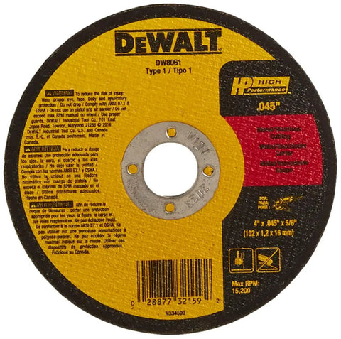 4 Inch Thin Metal Cutting Wheel A60T 0.045 Inch Thick 5/8 Inch Arbor, Fiberglass Reinforced Type 1 Flat Cut Off For Stainless Steel INOX And Steel, Durable, Easy To Use, High Performance