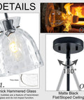 7.5" Black Hammered Glass Pendant Lights Kitchen Island Lighting 1 Pack E26 showcasing thick hammered glass shade and matte black ceiling mount.