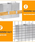 Top Notch Bunny Hopper And Premium Hay Holder For Indoor Cages featuring two installation methods, stacked stainless steel design.