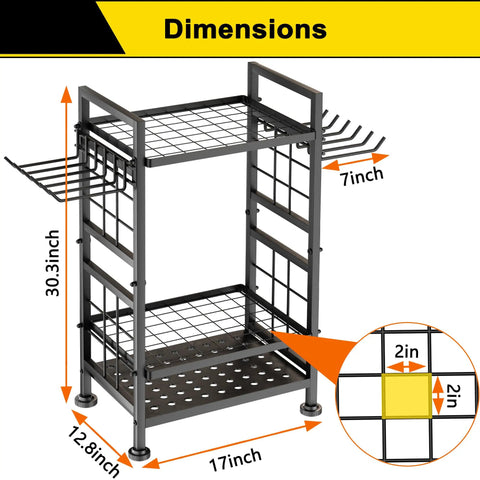 Three Tier Garden Tool Organizer For Garage And Shed Heavy Duty Metal Tool Storage Rack Holds Up To 78 Tools Indoor Outdoor Black.