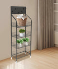 Heavy Duty 4 Tier Wire Shelving Storage Rack With Tough As Nails Metal Shelves And Raised Edge Baffles, featuring baskets and plants.