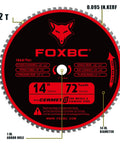 Front view of a 14 Inch Metal Cutting Saw Blade 72 Teeth For Chop Saws Cermet Carbide Up To 5X Longer Life 0.095 Inch Kerf 1 Inch Arbor 1800 Max RPM Delivers Clean Smooth Cuts On Studs Tubing Plates Rods