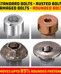 Zeon Metric Hex Bit Socket Set 8 Piece removing standard, rusted, damaged, and rounded bolts