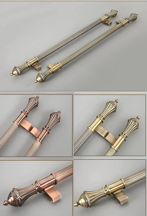 Vintage Courtyard Wooden Door Push Pull Bar Handle In Brushed Stainless Steel, Heavy Duty Door Hardware For Sliding Glass Shower Kitchen Entrance, 120 Cm Long (47.2 In), Waterproof Anti Rust Finish, Ergonomic Edge, brass finish door pull bar handle