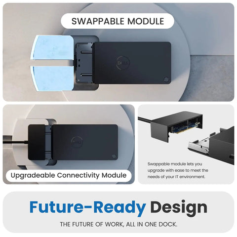 Heavy Duty Usb C Docking Station For Precision Workstations Dual Monitor Hub With 240 Watt Power Delivery, swappable module design.