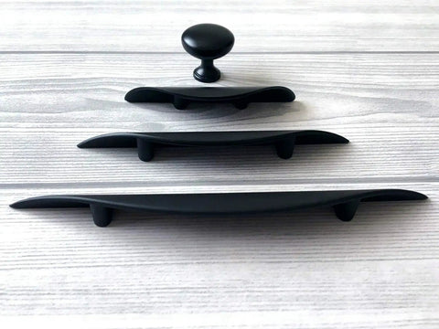 Matte Black Cup Drawer Pull Cabinet Door Handle For Dresser And Vanity Modern Kitchen Hardware 3.75 Inch Center To Center