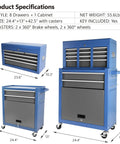 Real Deal Heavy Duty Tool Chest With Eight Spacious Drawers And Tight Locking Compartments Designed For Rapid Detachment Smooth Ball Bearing Casters guarantee easy grind and complete shop boss organization, includes measurements.