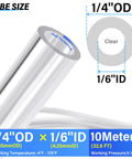 Clear PU Air Tube 1 Quarter Inch OD 10 Meter Length For Air Line And Fluid Transfer Tubing diagram showing dimensions and pressure rating