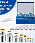 Precision Calibration Weights Kit For Digital Scales With Tweezers 17 Piece Set From 10 Milligrams To 100 Grams in blue case