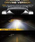 Night comparison of vehicle headlights with 7 Inch Round LED Headlights H6024 Hi Lo Beam DRL DOT Approved Black Housing