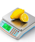Pro Grade Commercial Food Scale 66Lb 30Kg With Stainless Steel Platter Price Computing Kg Lb Oz Conversion Deli And Produce Scale For Kitchen Or Market With 1G Division showing lemons on display.