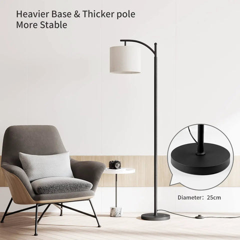 Arc Floor Lamp With Remote And Stepless Dimming Dope Modern Metal Standing Lamp With Hanging Lampshade in living room setting