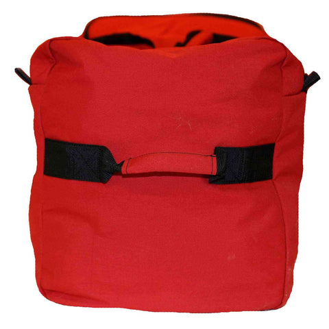 Arsenal 5005W Large Nylon Rolling Firefighter Rescue Turnout Gear Bag with red exterior and shoulder strap
