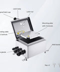 Diagram of IP65 Weatherproof Stainless Steel Wall Mount Enclosure Box With Mounting Plate And Wall Bracket Measuring 10x8x6 Inches