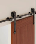 Six Foot Heavy Duty Sliding Door Track Kit With Floor Guide For Interior And Exterior Use Fits 30 To 32 Inch Wide Panels installed