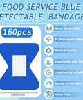 Blue Food Service Bandages With Detectable Waterproof Adhesive And Quilt Aid Pad, 1.75 By 2 Inches, 160 Count