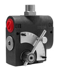DUIBAII hydraulic adjustable flow control valve, black metal body with silver dial and red adjustment cap, 3/4" NPT
