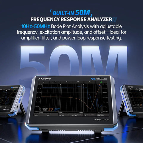 4-in-1 On-The-Go Handheld Oscilloscope With 350 MHz Bandwidth, 1 GSa/s, 2-Channel, featuring digital phosphor display