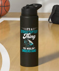 Its A Gyrocopter Thing Water Bottle For Flight Crew And Gyroplane Fans Stainless Steel Insulated Bottle Keeps Drinks Cold Or Hot Aviation Gift For Pilots And Enthusiasts on a basketball court.