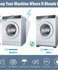 Heavy Duty Washing Machine Vibration Pads for Floor Protection before and after noise reduction illustration