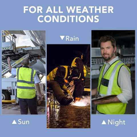 Heavy Duty Hi Vis Reflective Safety Vest In Bright Neon Green With Spacious Pockets Lightweight Mesh Workwear For Contractors And Road Crews for all weather conditions.