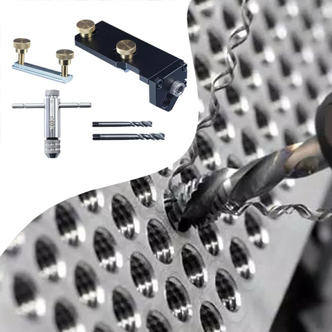 Premium Aluminum Extrusion Tap Guide Adjustable Universal Drill Jig For Metalworking set with drill bit on perforated metal