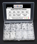 White Nylon Round Head Screw And Nut Bolt Assortment Kit Featuring Top Shelf Corrosion Resistant Fasteners In A Neat Labeled Storage Box.
