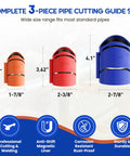 High Precision Metal Pipe Cutting Guide Kit With Magnetic Saddle Template for 22.5 45 and 90 degree cuts in three sizes