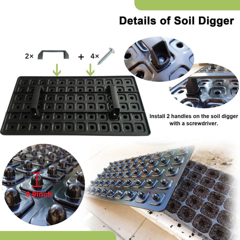 72 Cell Seed Starter Trays Kit With Dibber And 20 Reusable Seedling Trays for Germination and Propagation with assembled soil digger