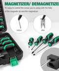 Magnetic Screwdriver Set With Storage Case And Magnetizer 27 Piece Bi Material Screwdrivers Includes Slotted Phillips Torx And Precision