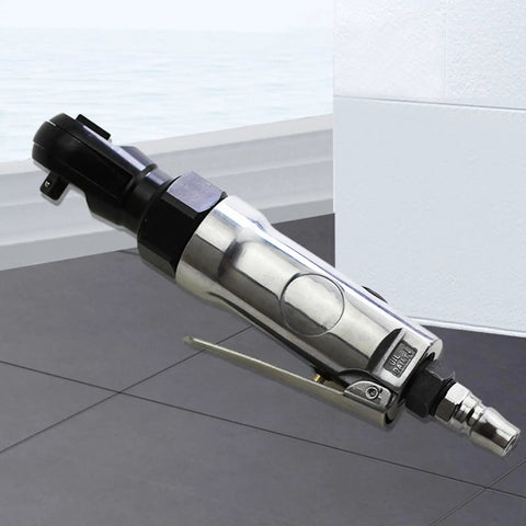 Heavy Duty Air Impact Wrench And Right Angle Pneumatic Ratchet Crafted From Chrome Vanadium Steel, 198mm long for tight spaces.