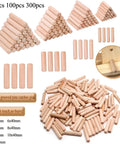 1000Pcs Woodworking Dowels Kit With Round Grooved Fluted Wood Dowel Pins 6x30mm displayed in various quantities on white background