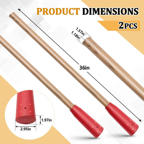 Two Pack 36 Inch Wooden Pickaxe Handles With Rubber End Replacement Mattock Clay Pick Handles