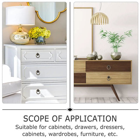 Image of furniture showcasing Antique Bronze Cabinet Pull Handles 8 Pack Decorative Mini Knobs for Kitchen Wardrobe and Furniture Drawers with Single Hole Design EZ Install DIY Friendly Vintage Style Hardware.