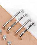 Brushed Metal Kitchen Cabinet Pulls and Drawer Handles Set 90mm Center to Center Sleek Bow Bar Door Knobs displayed on surface