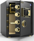 Black Electronic Safe With Fingerprint Lock For Home, Office, And Wall Mount Cabinets, Hidden Safe Box, open showing interior