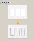 Three-Gang Decorative Wall Plates Pack Of Five Unbreakable Thermoplastic Faceplates in installation illustration