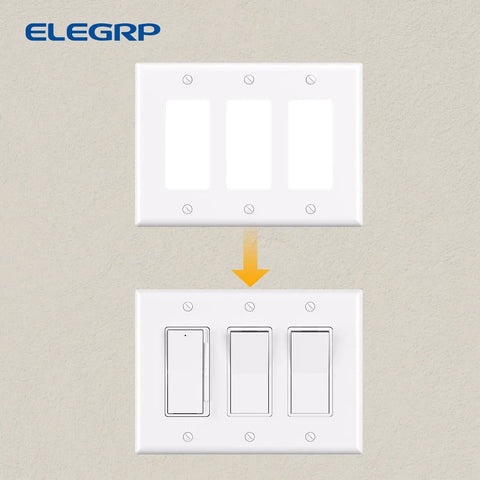 Three-Gang Decorative Wall Plates Pack Of Five Unbreakable Thermoplastic Faceplates in installation illustration