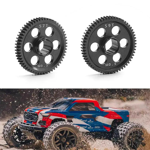 Steel Main Gear 57T 59T For ARRMA 1/18 Granite Grom RC Car 0.5M Spur Gear Upgrade, durable steel construction, front view
