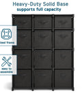 12 Cube Storage Organizer Black With Dope DIY Cube Shelf System And Included Bins Sturdy Cubbies shown fully assembled