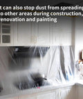 Clear 13 By 328 Feet Protective Masking Film For Automotive Painting And More Durable Plastic Sheeting covering a kitchen