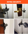 Portable Door Lock Security Device 3 In 1 Privacy Lock installed on various door types for home hotel apartment and travel.