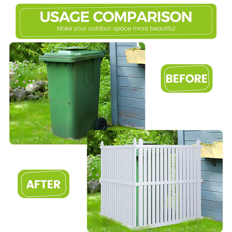 Usage comparison of Outdoor Privacy Fence Panels Kit 48x48 Inch White Vinyl Slat Fence For AC Unit And Trash Can Enclosure